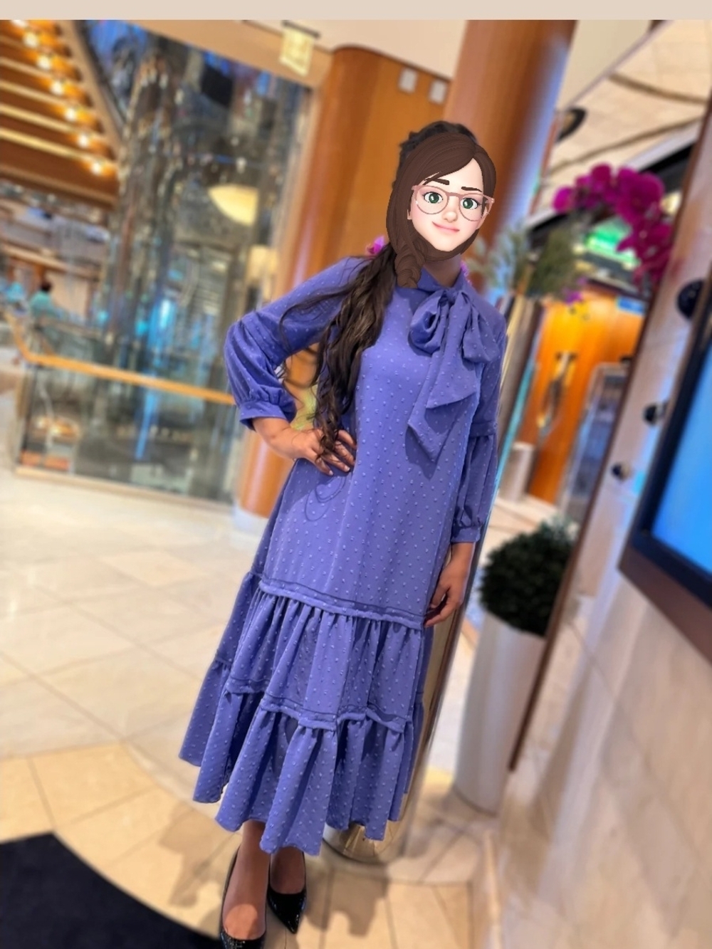 Diana Tierd Bow Dress Peri-Winkle Maxi Dress